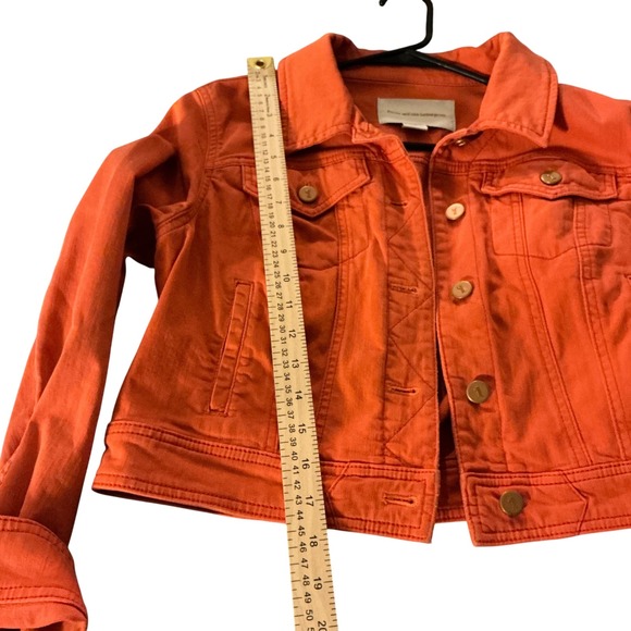 Pilcro and the Letterpress Orange Denim Trucker Jacket Cropped Stretch Medium - Picture 4 of 8